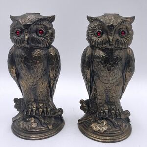Pair Vintage Metal‎ Owl Lamp Base L&L WMC Loevsky & Loevsky Stamped Makers Mark